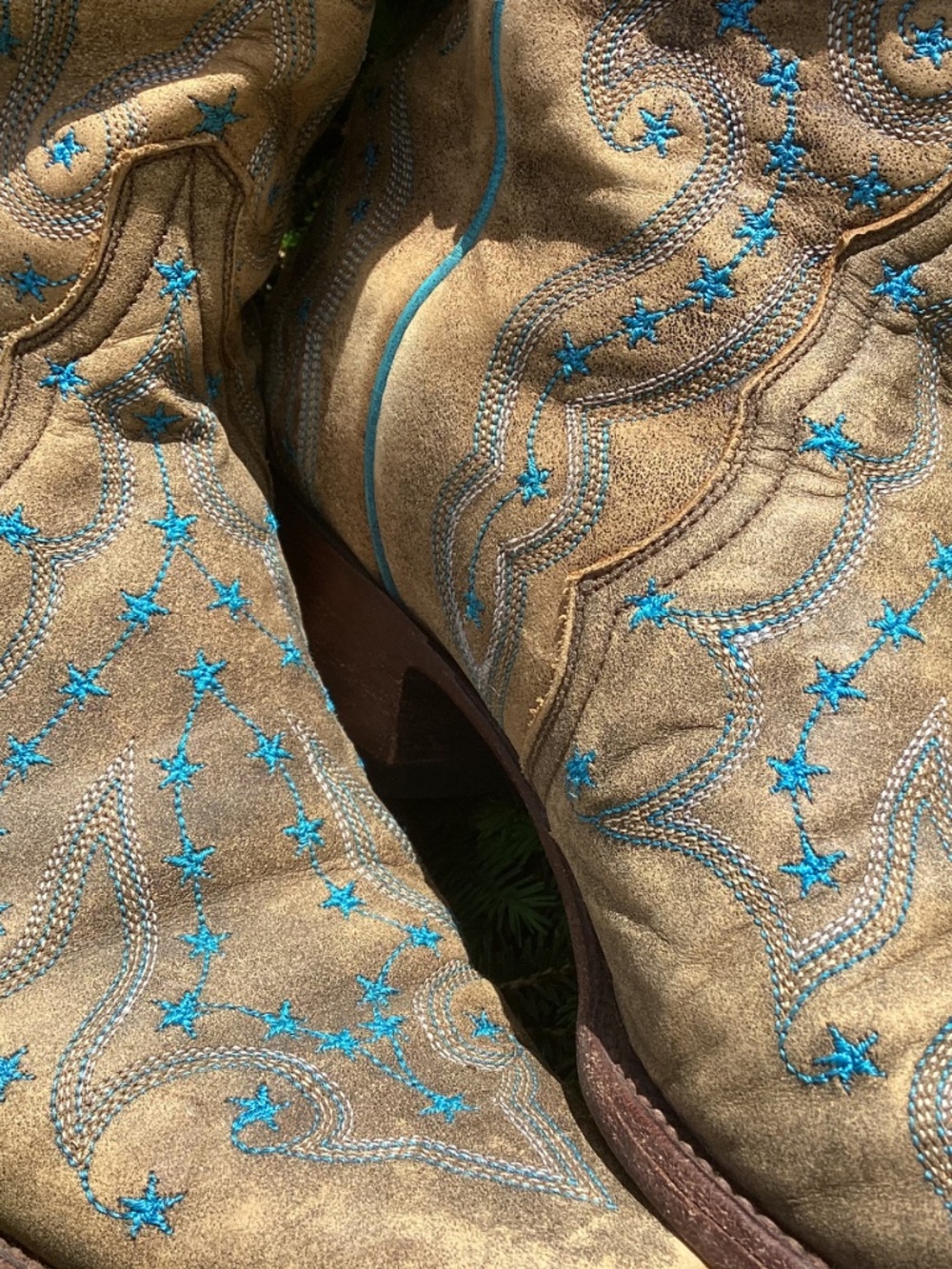 Old Gringo Outstanding Unique Small Blue Star Detailed Distressed Cowgirl Boots - Picture 5 of 16